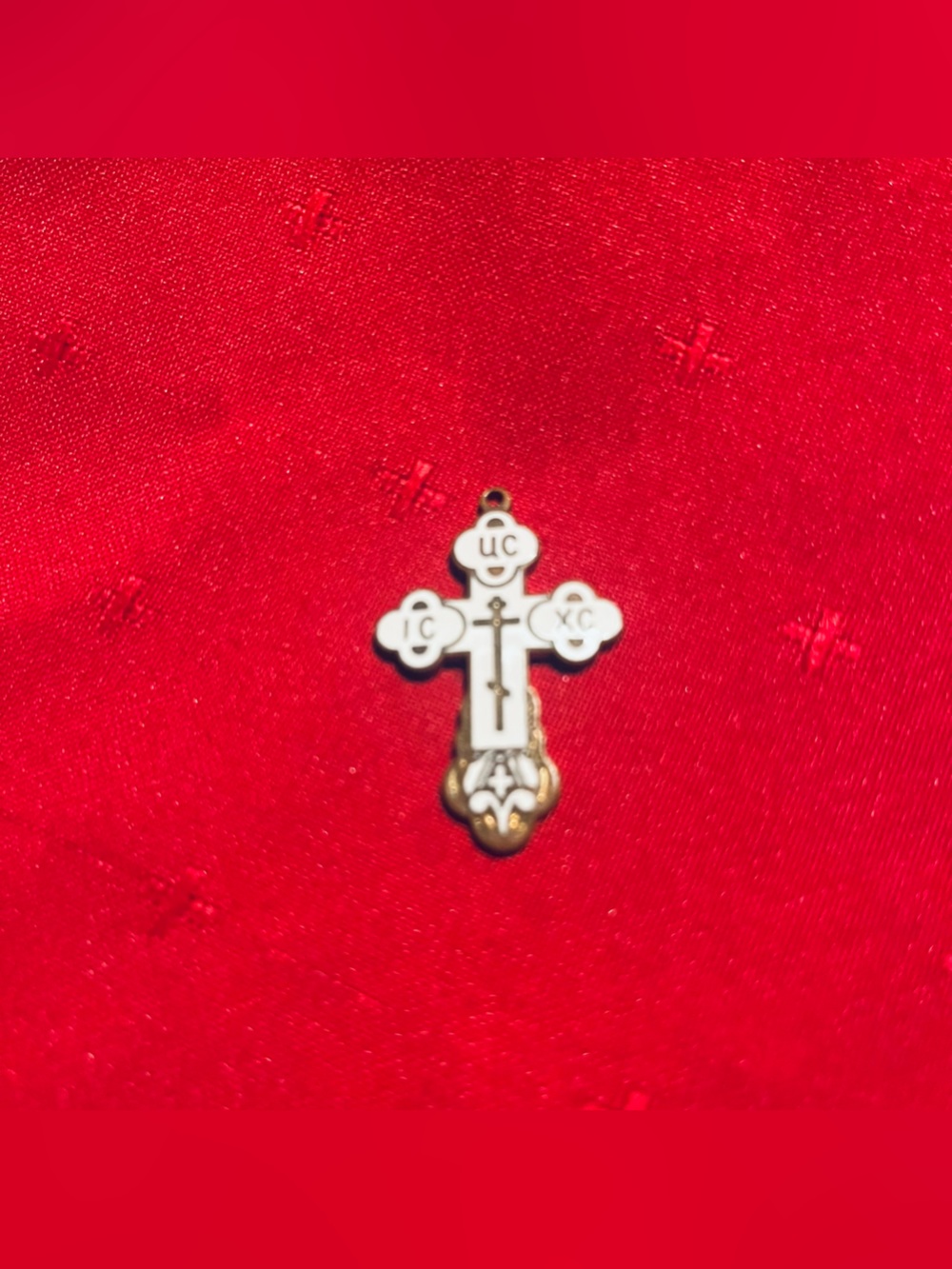 Orthodox White and Gold Cross